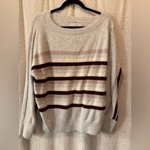 LOFT Gray Striped Sweater